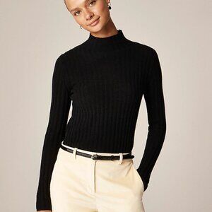 J.Crew Wide-rib cashmere turtleneck sweater-CO326-black-100% cashmere-NWT